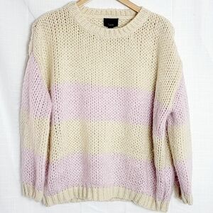 Anthropologie Lumiere Oversized Crew Neck Open Knit Women's Sweater Size S